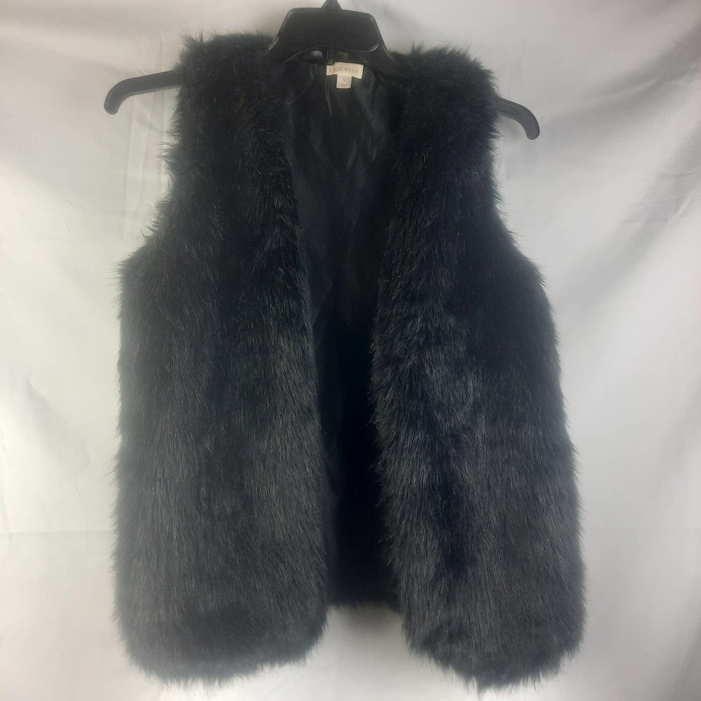 Decree Black Faux Fur sleeveless vest w/ pockets  Med
